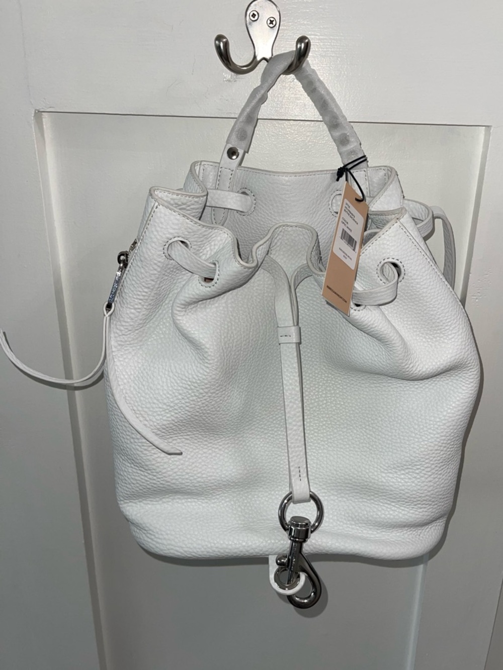 REBECCA  MiNKOFF Beautiful Blythe White Pebbled Leather Backpack. New!